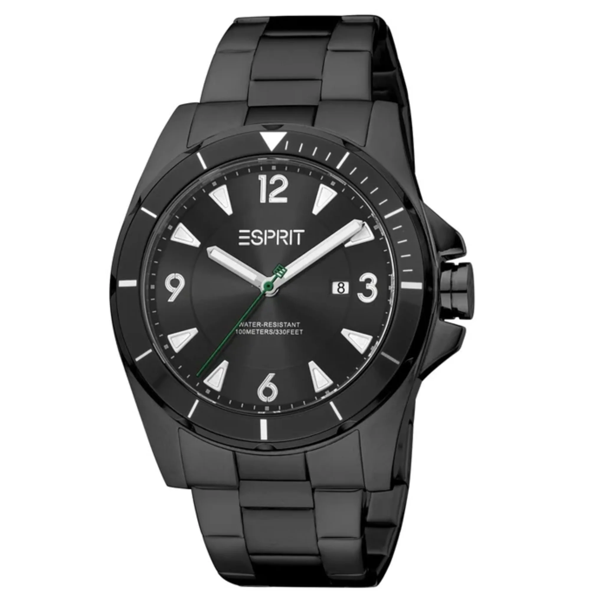 Esprit Mens Black Dial Stainless Steel Analog Watch - ES1G322M0075