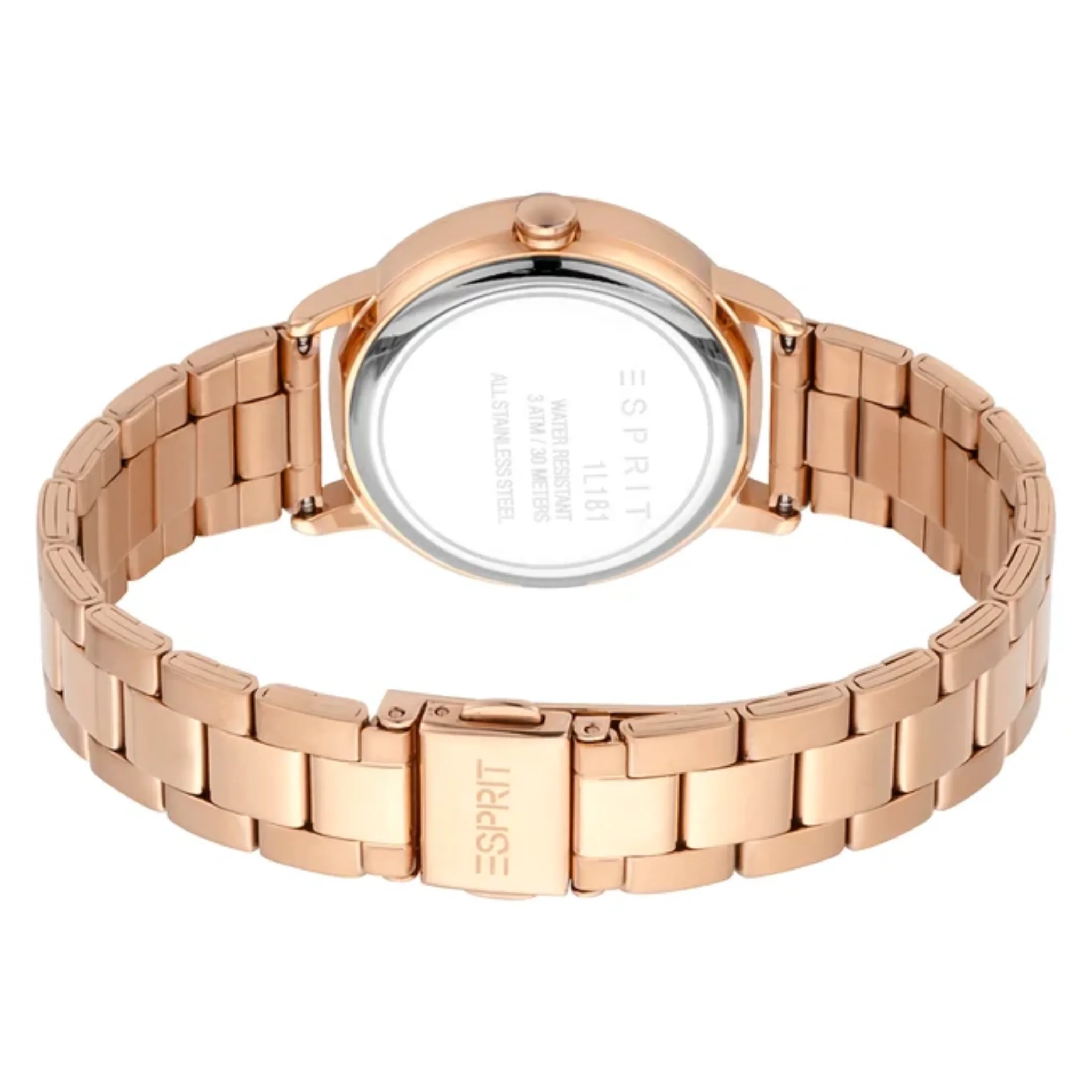 Esprit Womens Rose Gold Dial Stainless Steel Gold Plated Analog Watch-ES1L181M2075