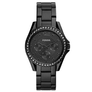 Fossil Round Black Women Watch Es4519