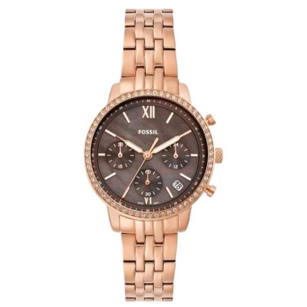 Fossil Round Brown, Mother Of Pearl Women Watch Es5218