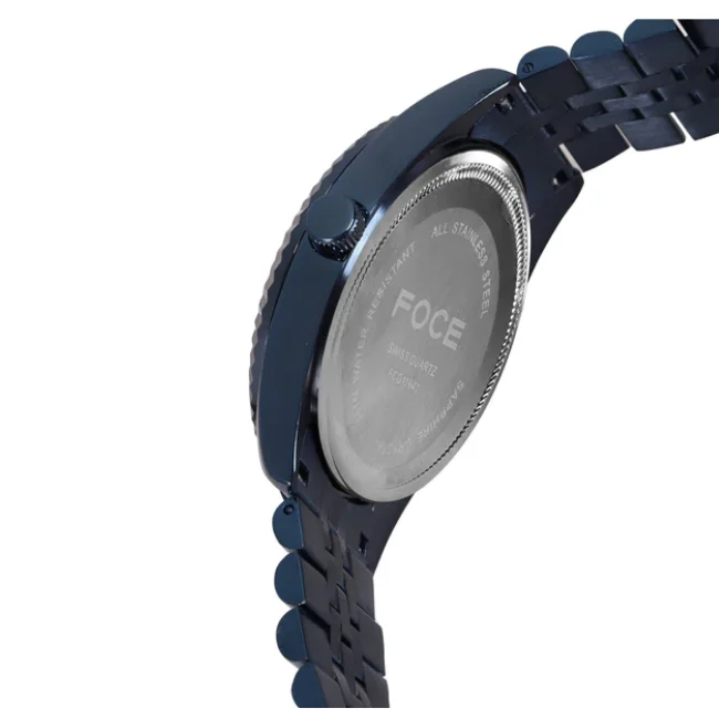 FOCE Multifunction Blue Dial Metal Belt Watch For Men-FC11641GBL4
