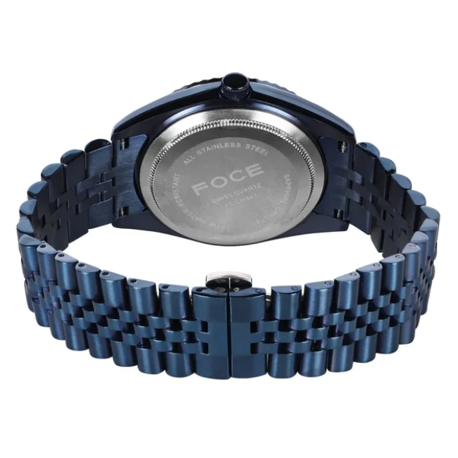 FOCE Multifunction Blue Dial Metal Belt Watch For Men-FC11641GBL4