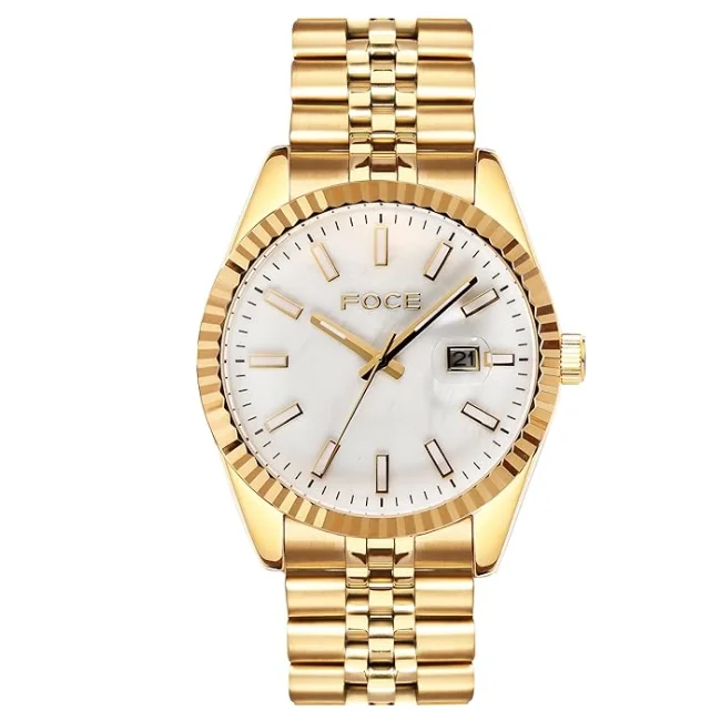 FOCE Multifunction White Dial Metal Belt Watch For Men-FC11641GG1