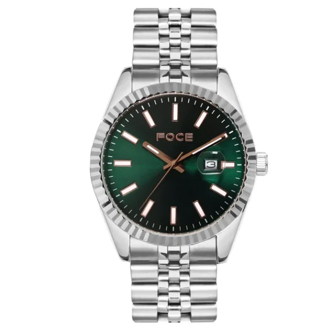 FOCE Multifunction Green Dial Metal Belt Watch For Men-FC11641GGR2
