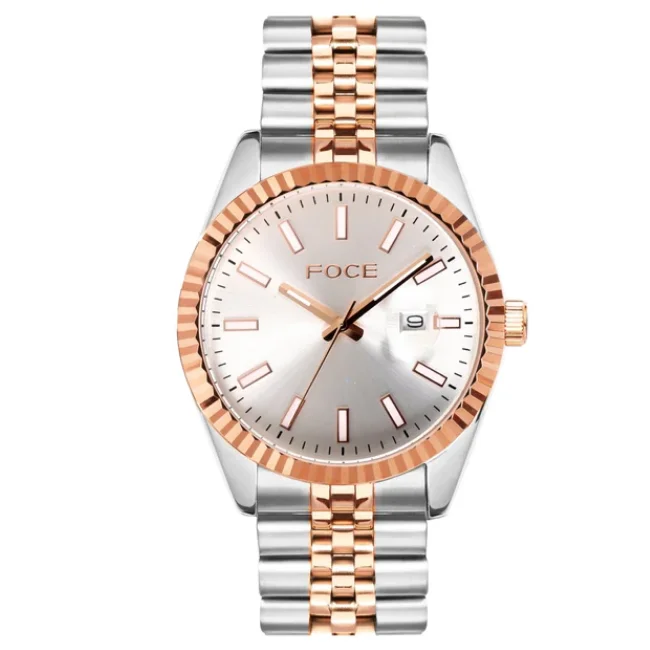 FOCE Multifunction White Dial Metal Belt Watch For Men-FC11641GRT5