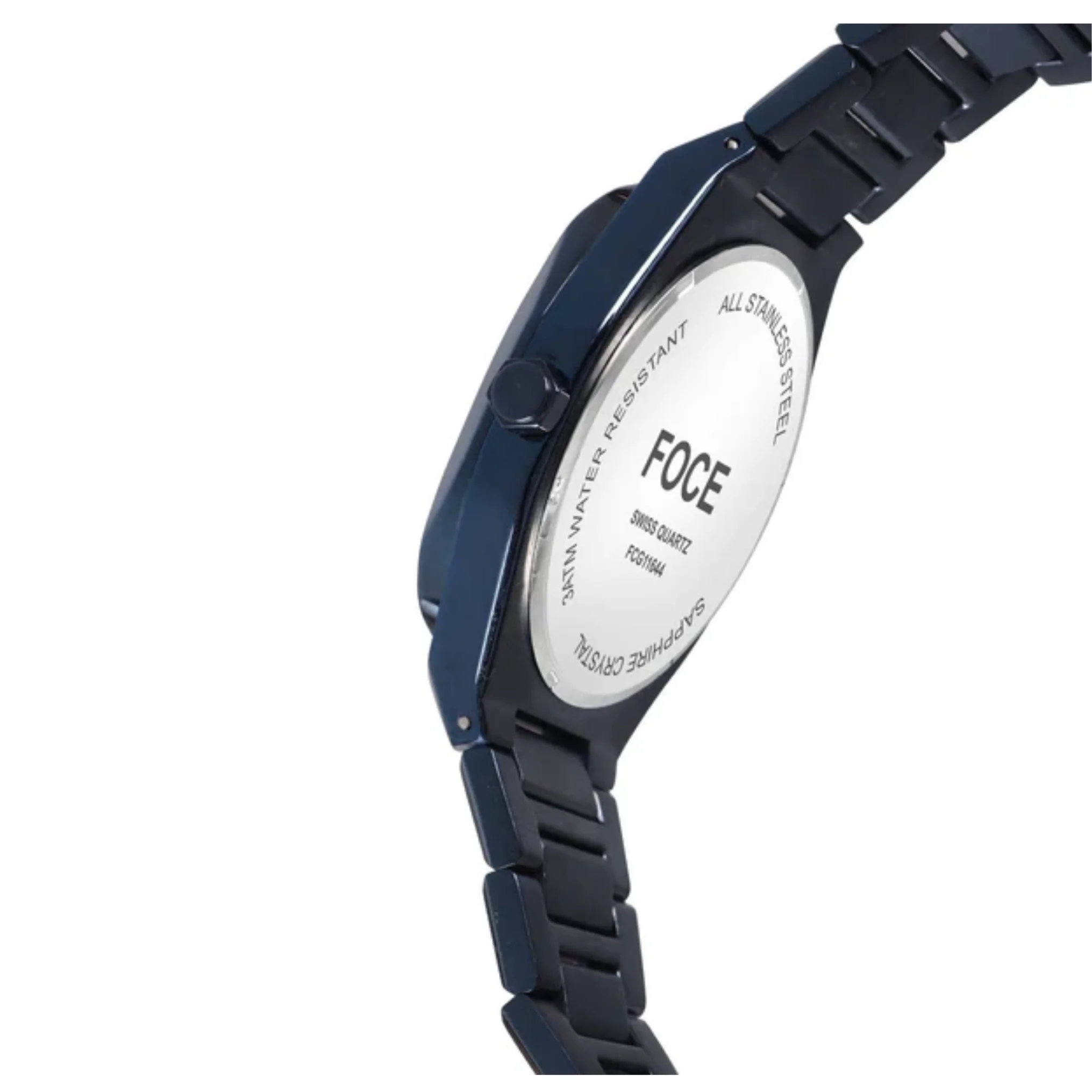 FOCE Analog Blue Dial Metal Belt Watch For Men-FC11644GBL4