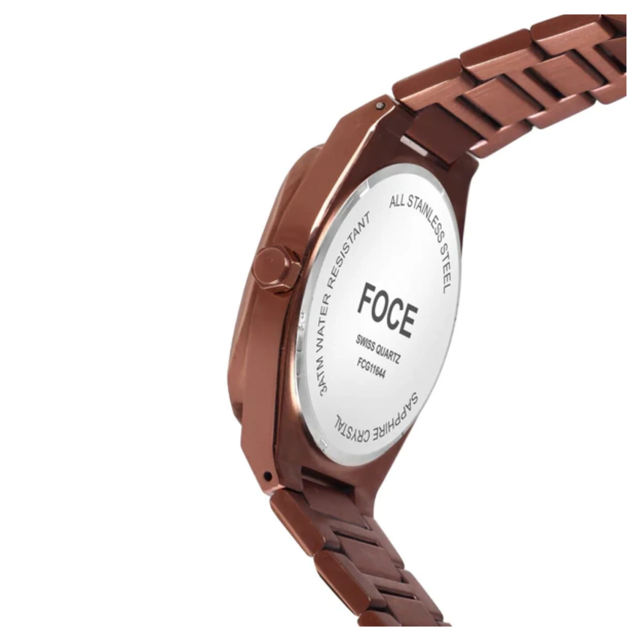FOCE Analog Brown Dial Metal Belt Watch For Men-FC11644GBR6