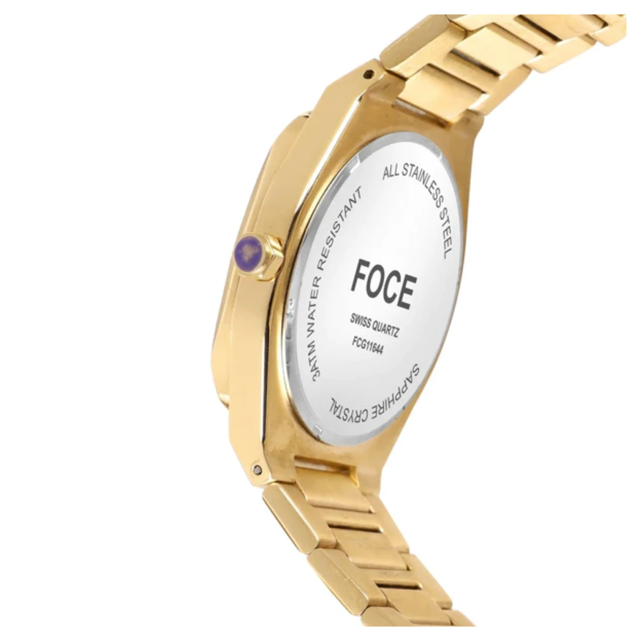 FOCE Analog White Dial Metal Belt Watch For Men-FC11644GG1
