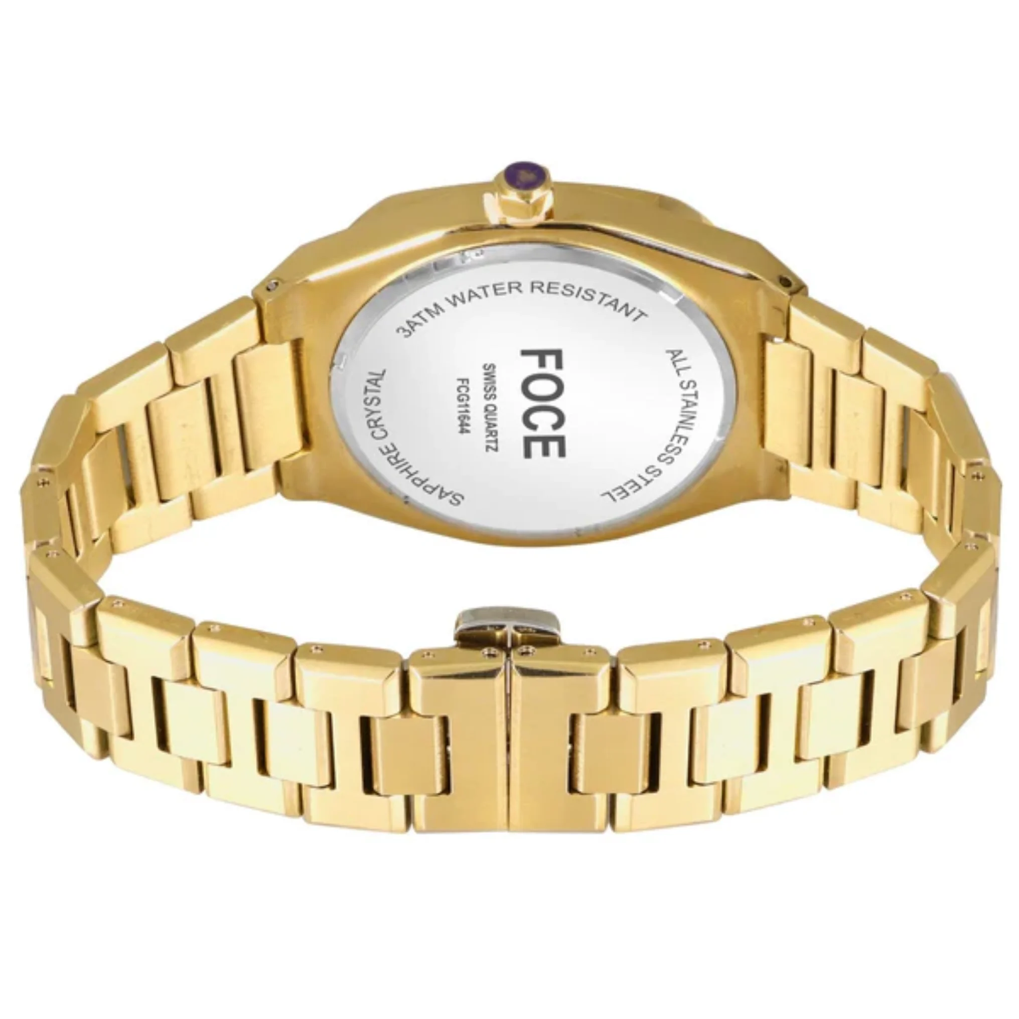 FOCE Analog White Dial Metal Belt Watch For Men-FC11644GG1