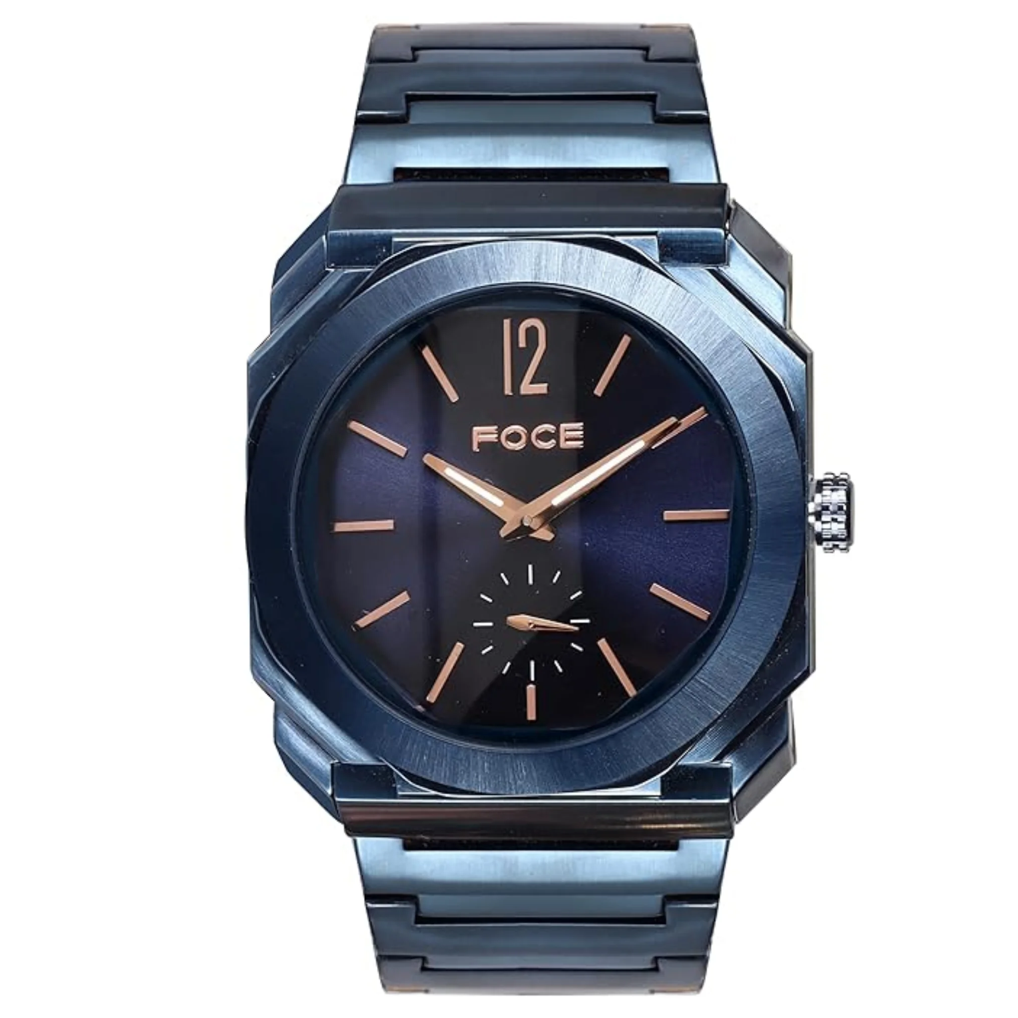 FOCE Multifunction Blue Dial Metal Belt Watch For Men- FC11645GBL4
