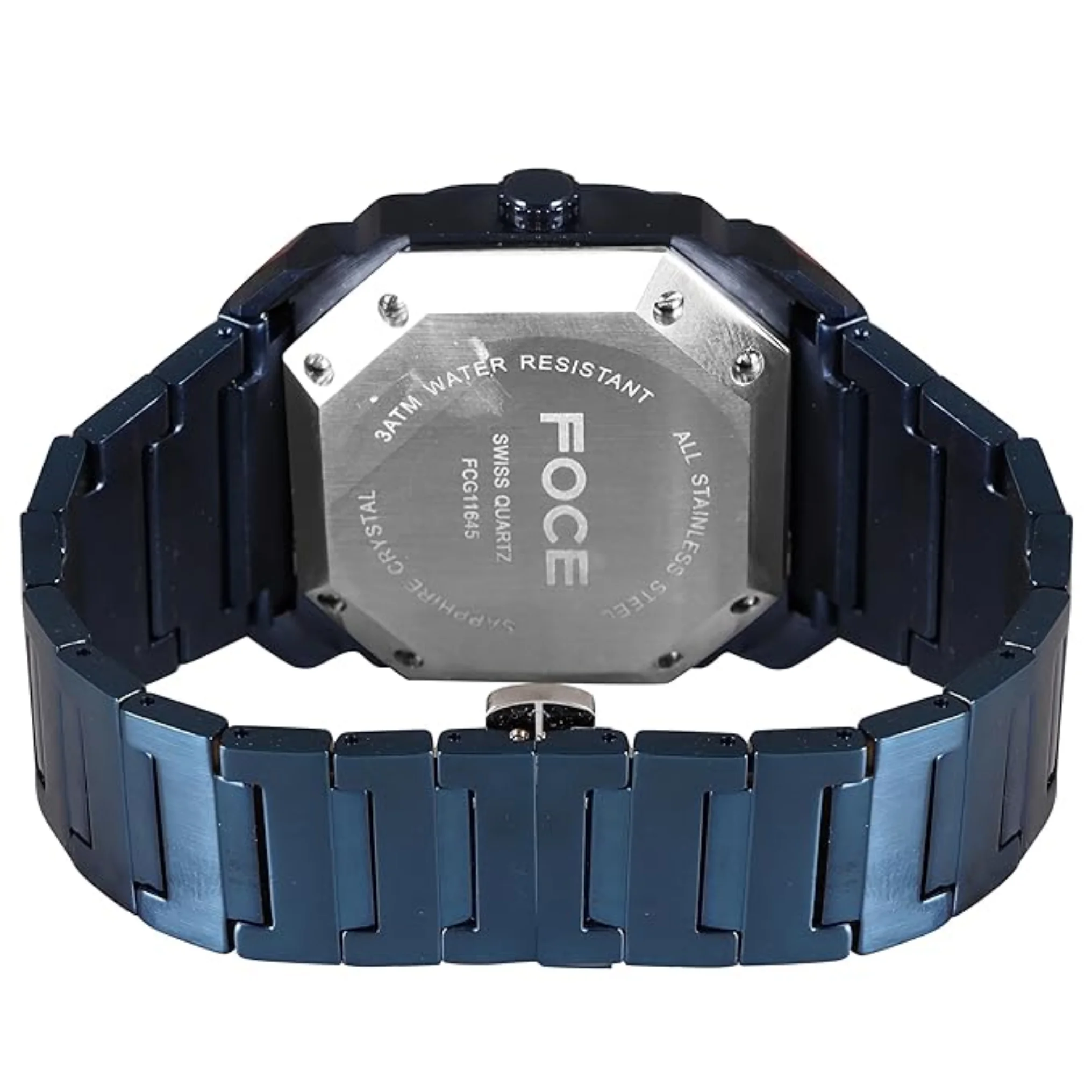 FOCE Multifunction Blue Dial Metal Belt Watch For Men- FC11645GBL4