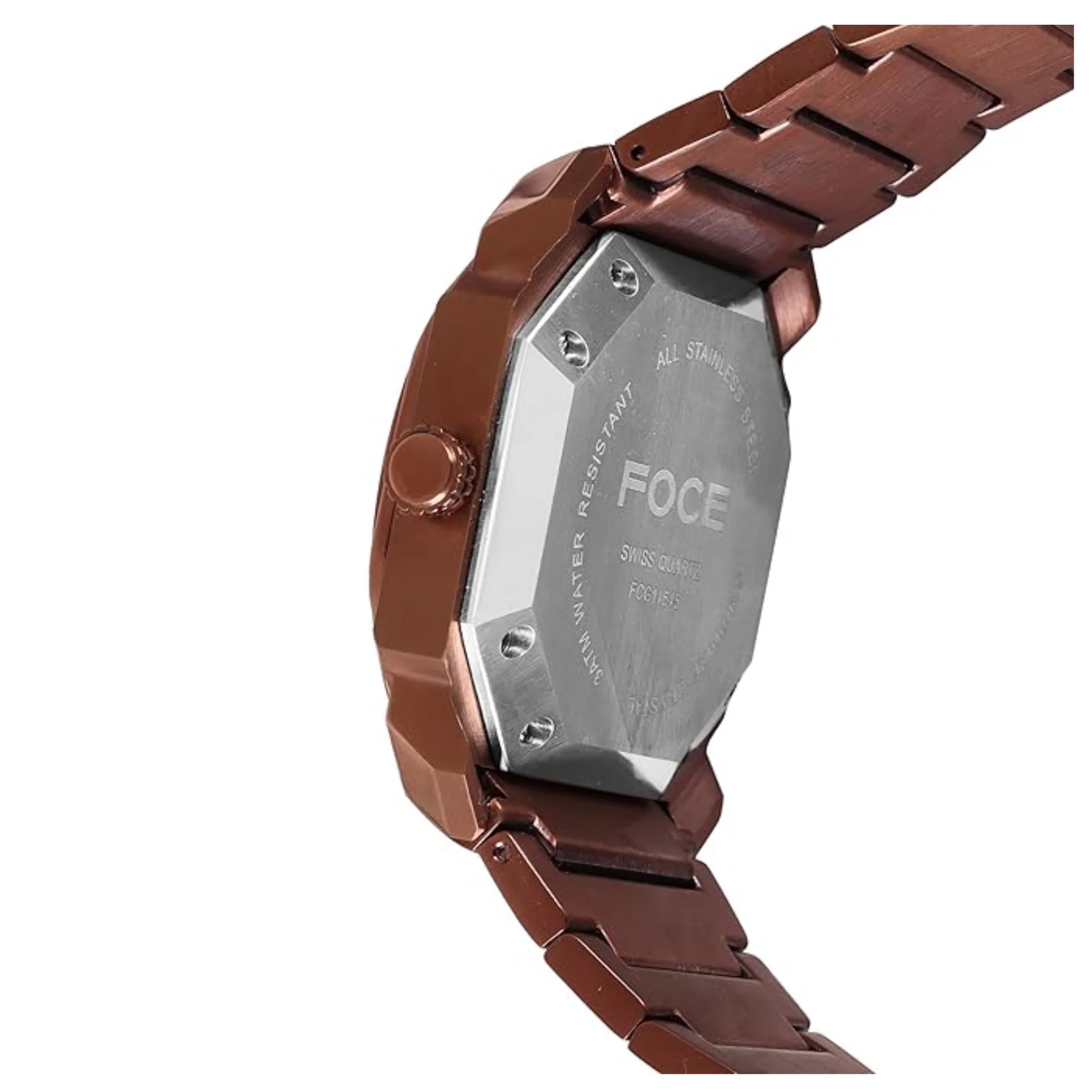 FOCE Multifunction Brown Dial Metal Belt Watch For Men-FC11645GBR6