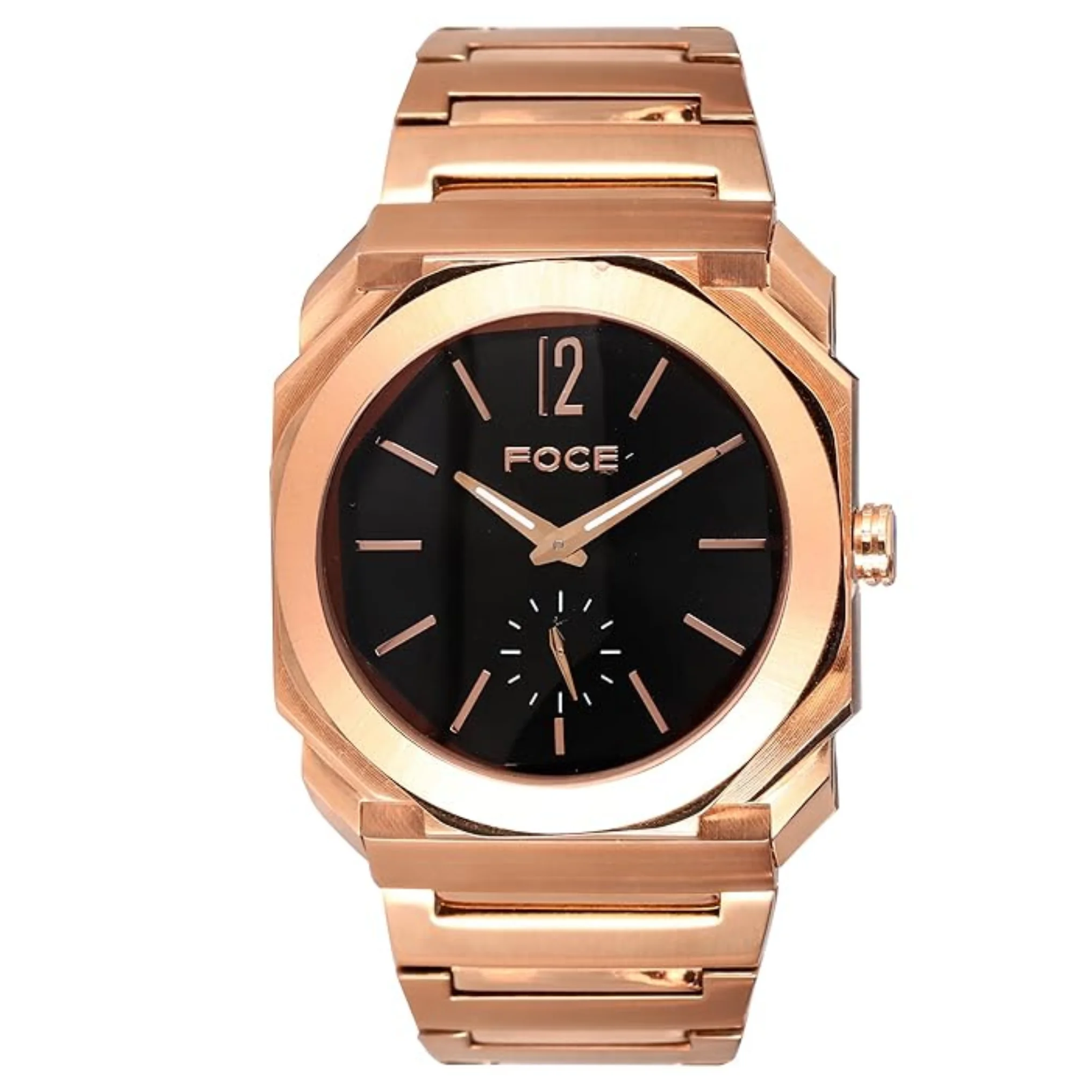 FOCE Multifunction Black Dial Metal Belt Watch For Men-FC11645GRG8