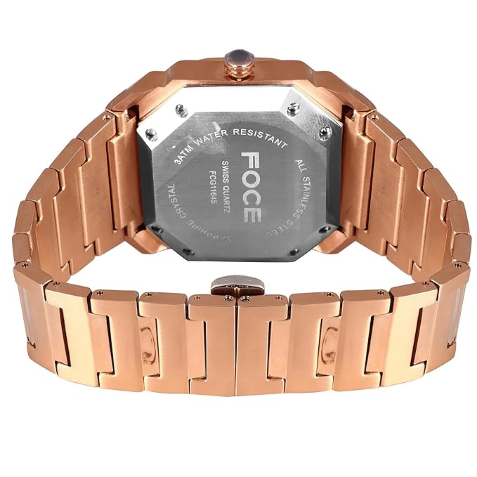 FOCE Multifunction Black Dial Metal Belt Watch For Men-FC11645GRG8