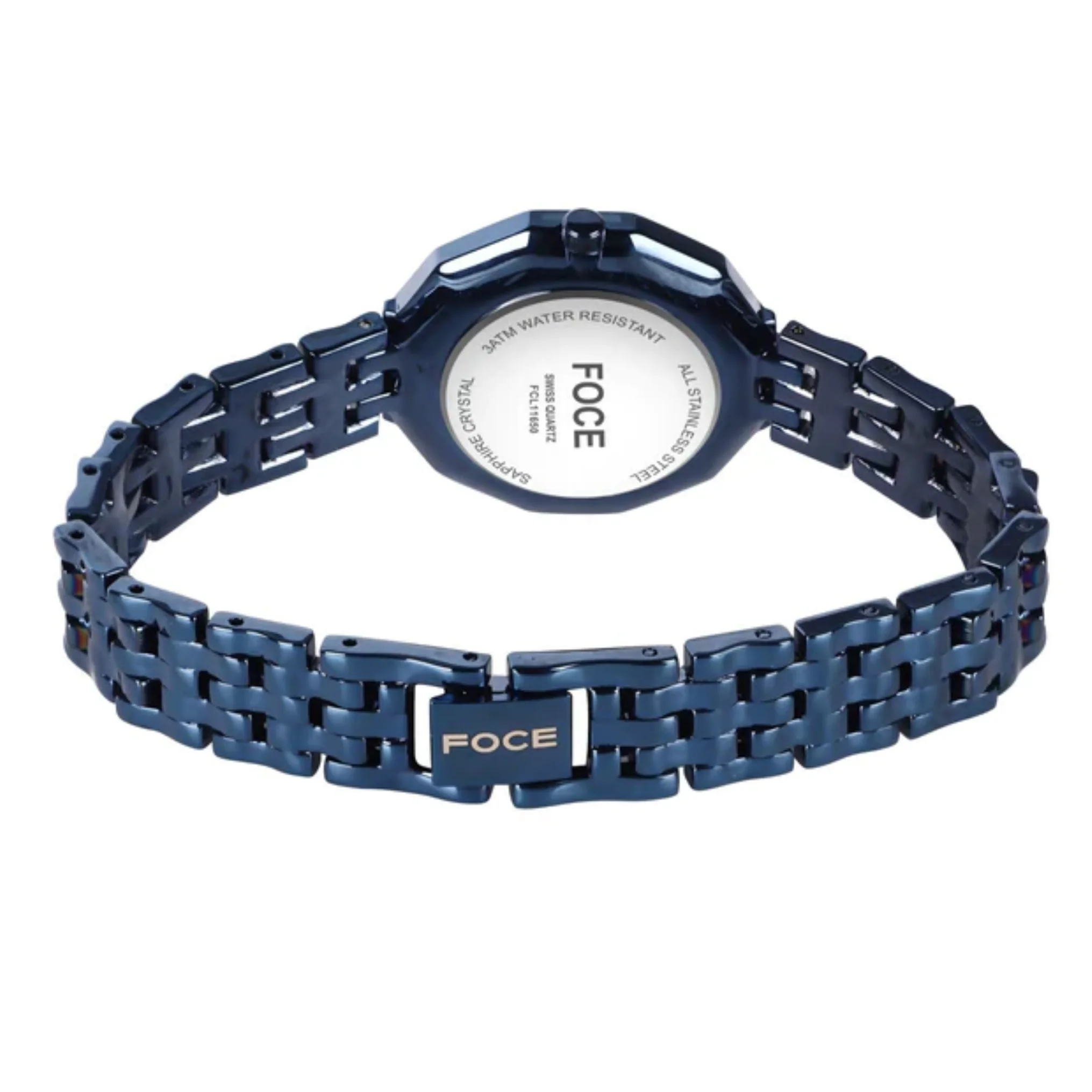 FOCE Analog Blue Dial Metal Belt Watch For Women-FC11650LBL4