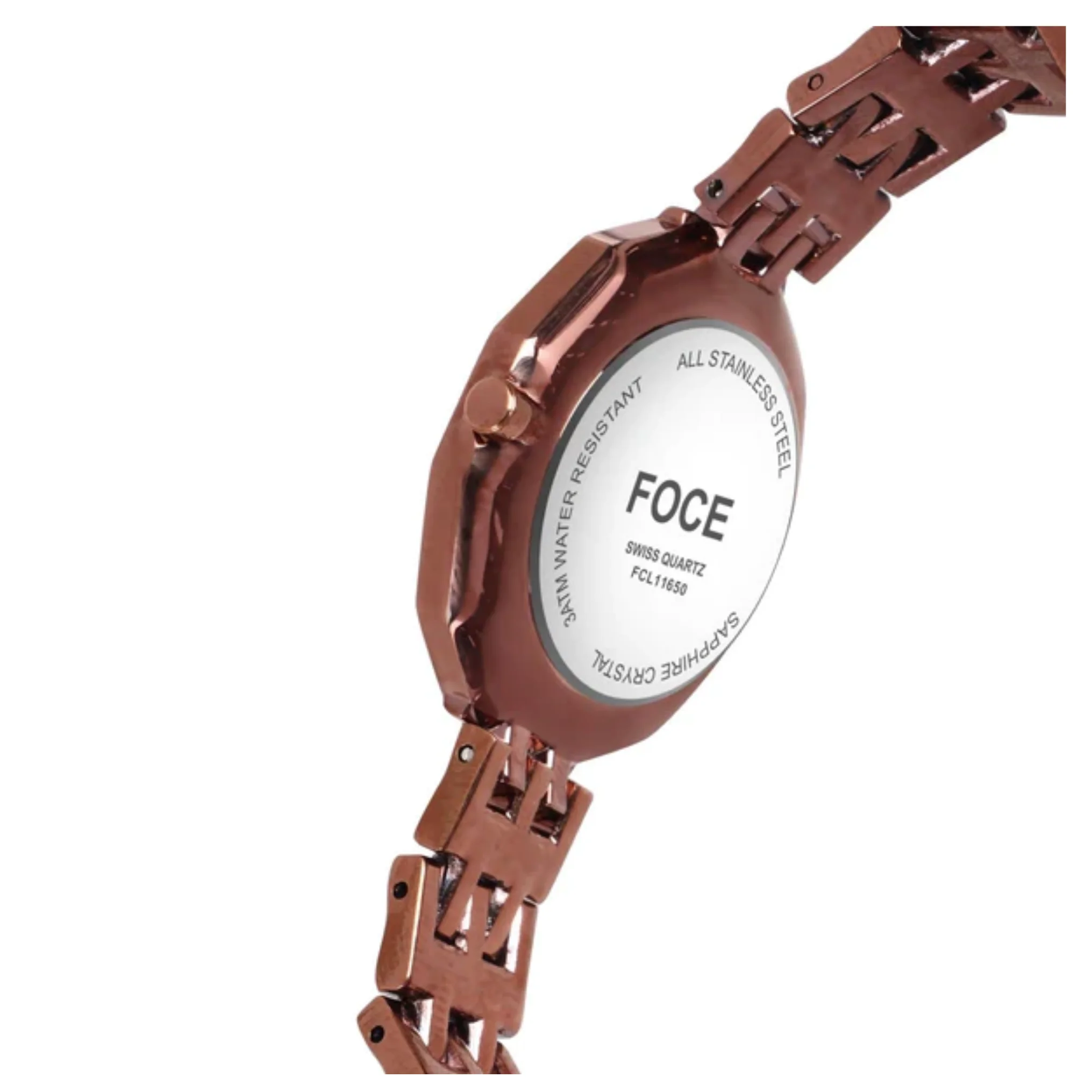 FOCE Analog Brown Dial Metal Belt Watch For Women-FC11650LBR6