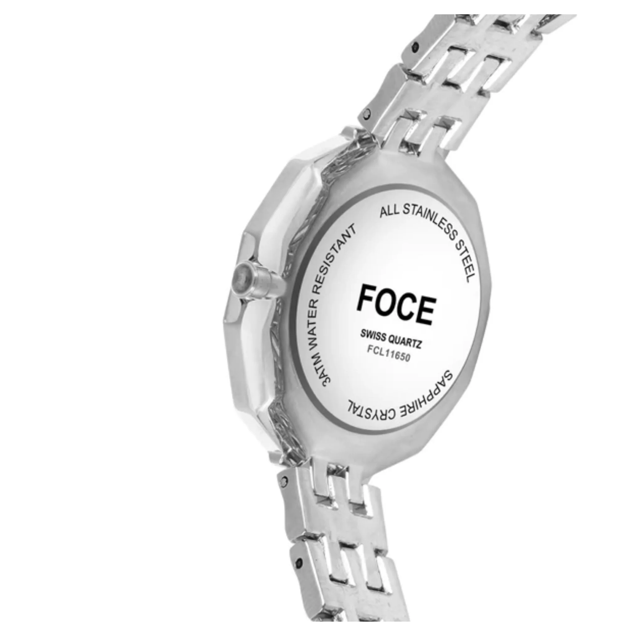 FOCE Analog Grey Dial Metal Belt Watch For Women-FC11650LGR3