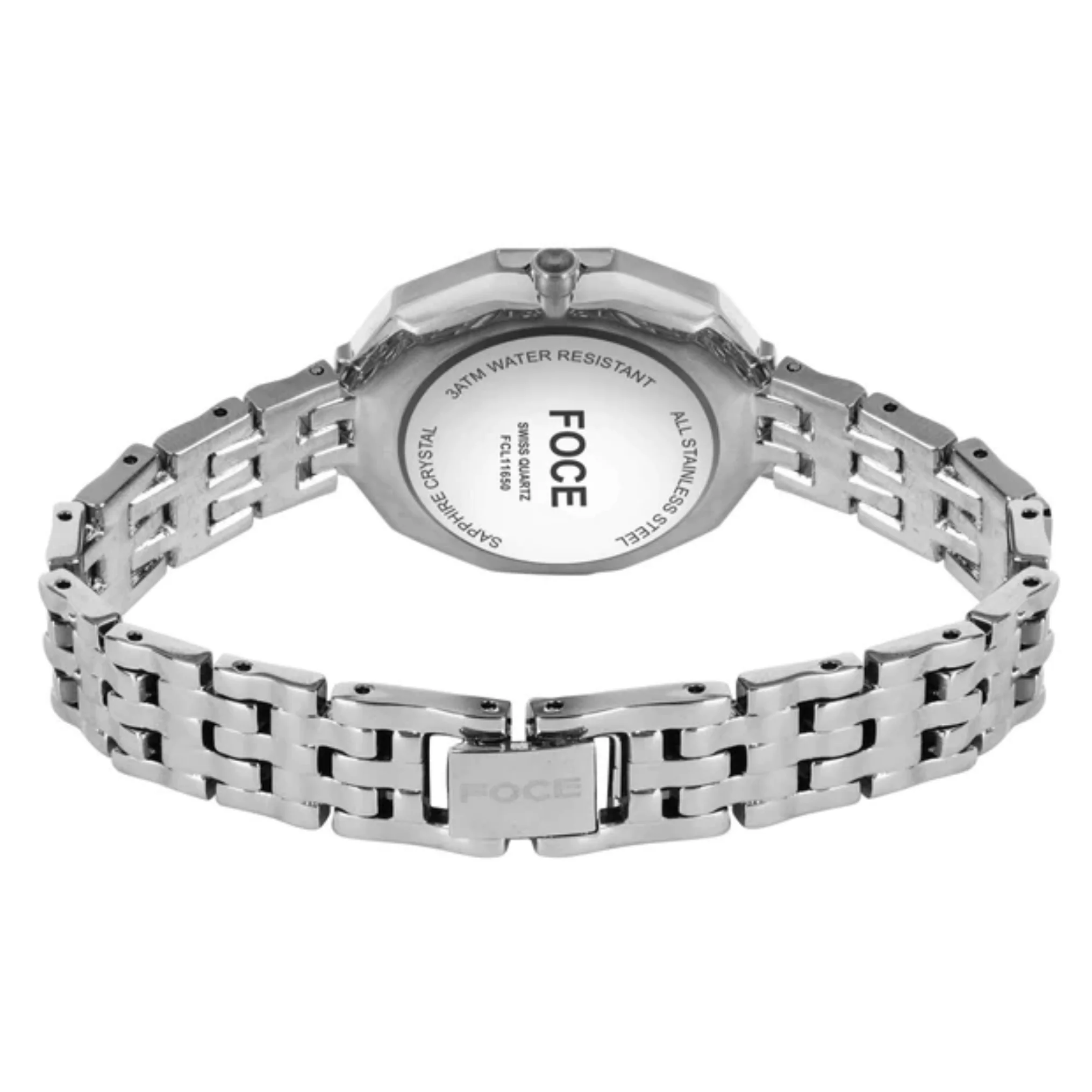 FOCE Analog Grey Dial Metal Belt Watch For Women-FC11650LGR3