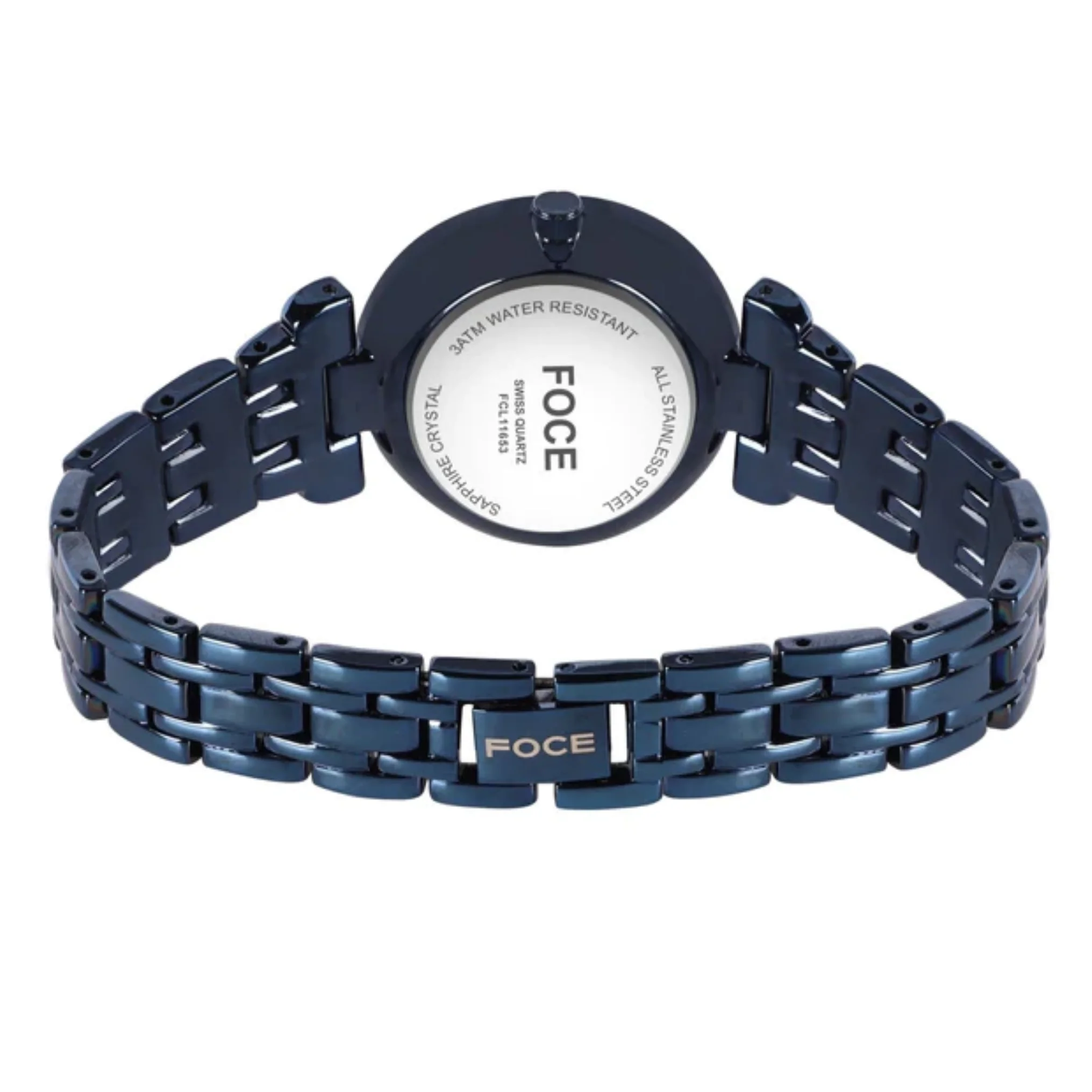 FOCE Multifunction Blue Dial Metal Belt Watch For Women-FC11653LBL4