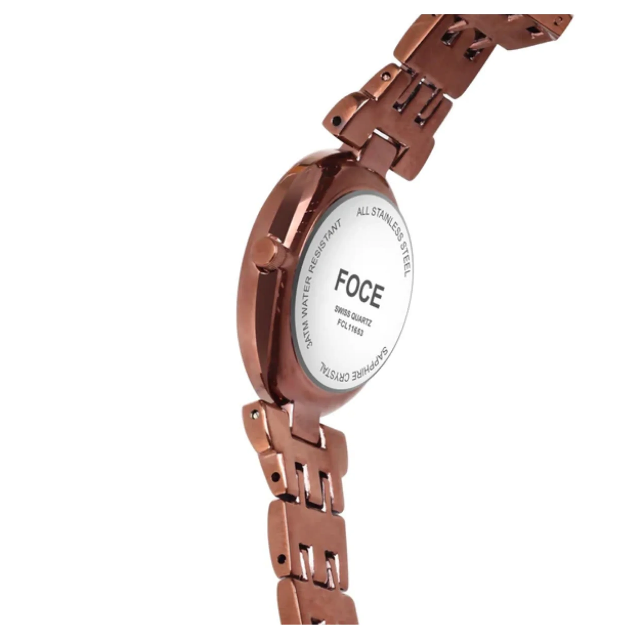FOCE Multifunction Brown Dial Metal Belt Watch For Women-FC11653LBR6