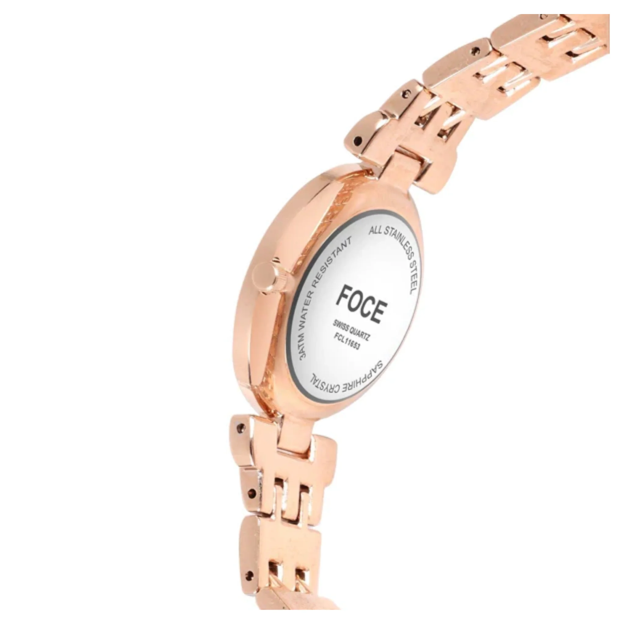 FOCE Multifunction White Dial Metal Belt Watch For Women-FC11653LRG1