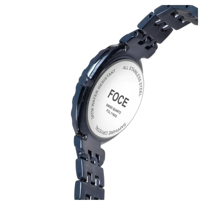 FOCE Analog Blue Dial Metal Belt Watch For Women-FC11655LBL4