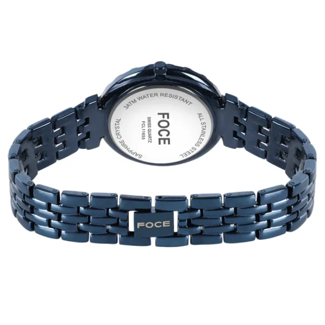 FOCE Analog Blue Dial Metal Belt Watch For Women-FC11655LBL4