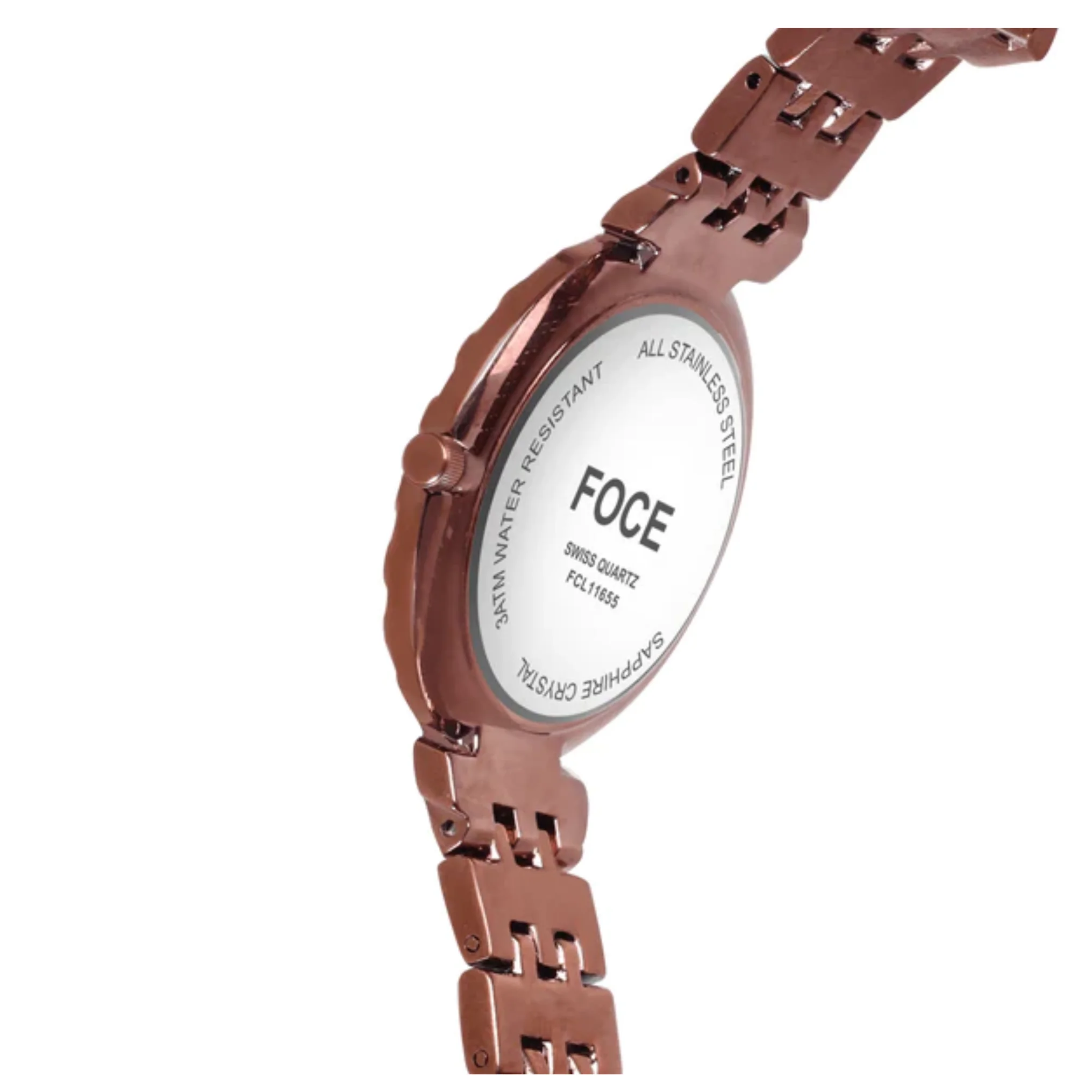 FOCE Analog Brown Dial Metal Belt Watch For Women-FC11655LBR6