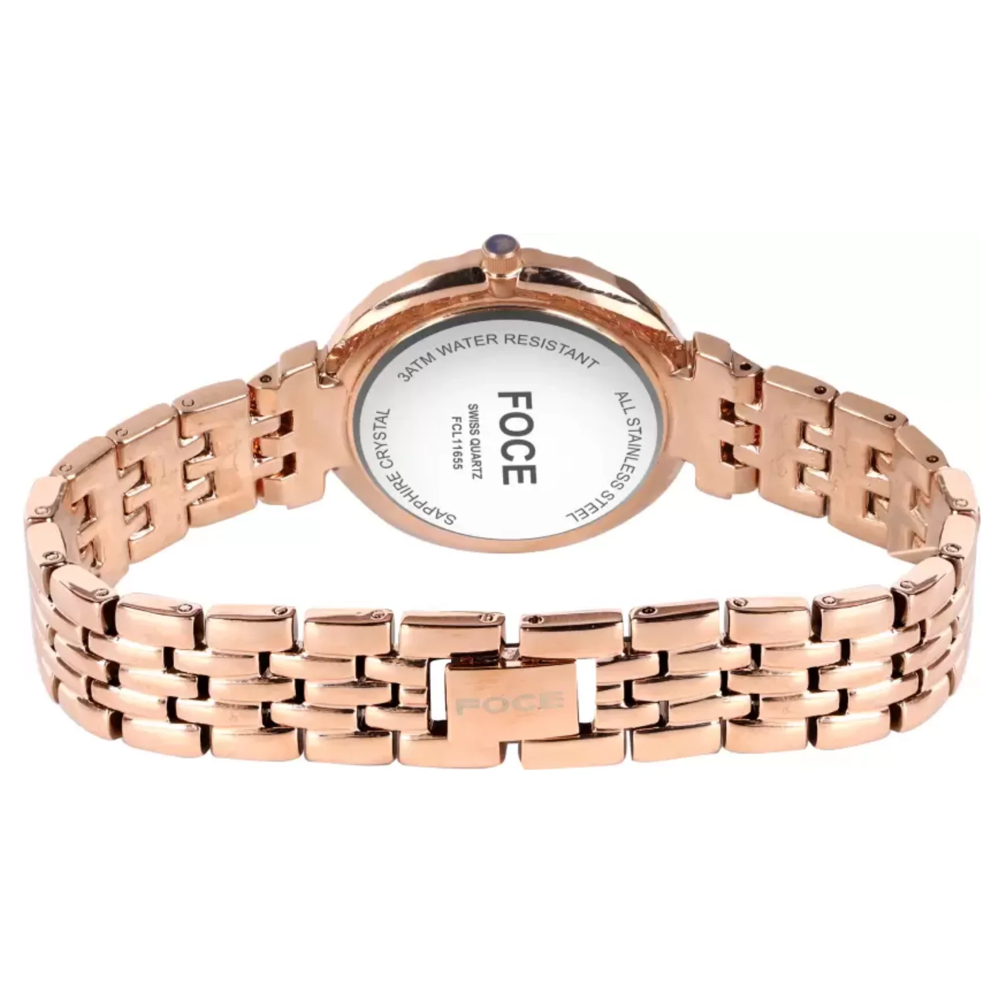 FOCE Analog Grey Dial Metal Belt Watch For Women-FC11655LGR3