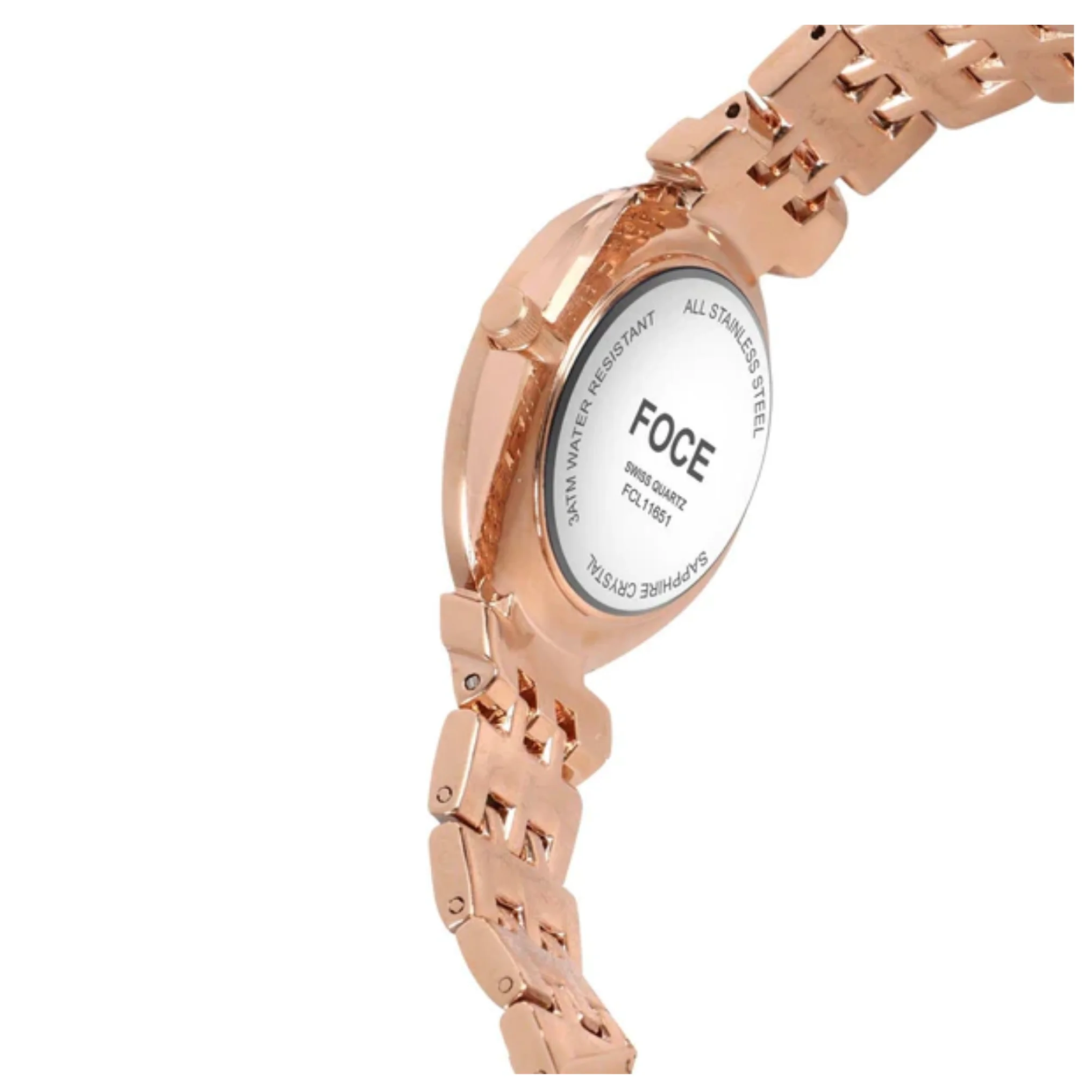 FOCE Analog White Dial Metal Belt Watch For Women-FC11655LRG1