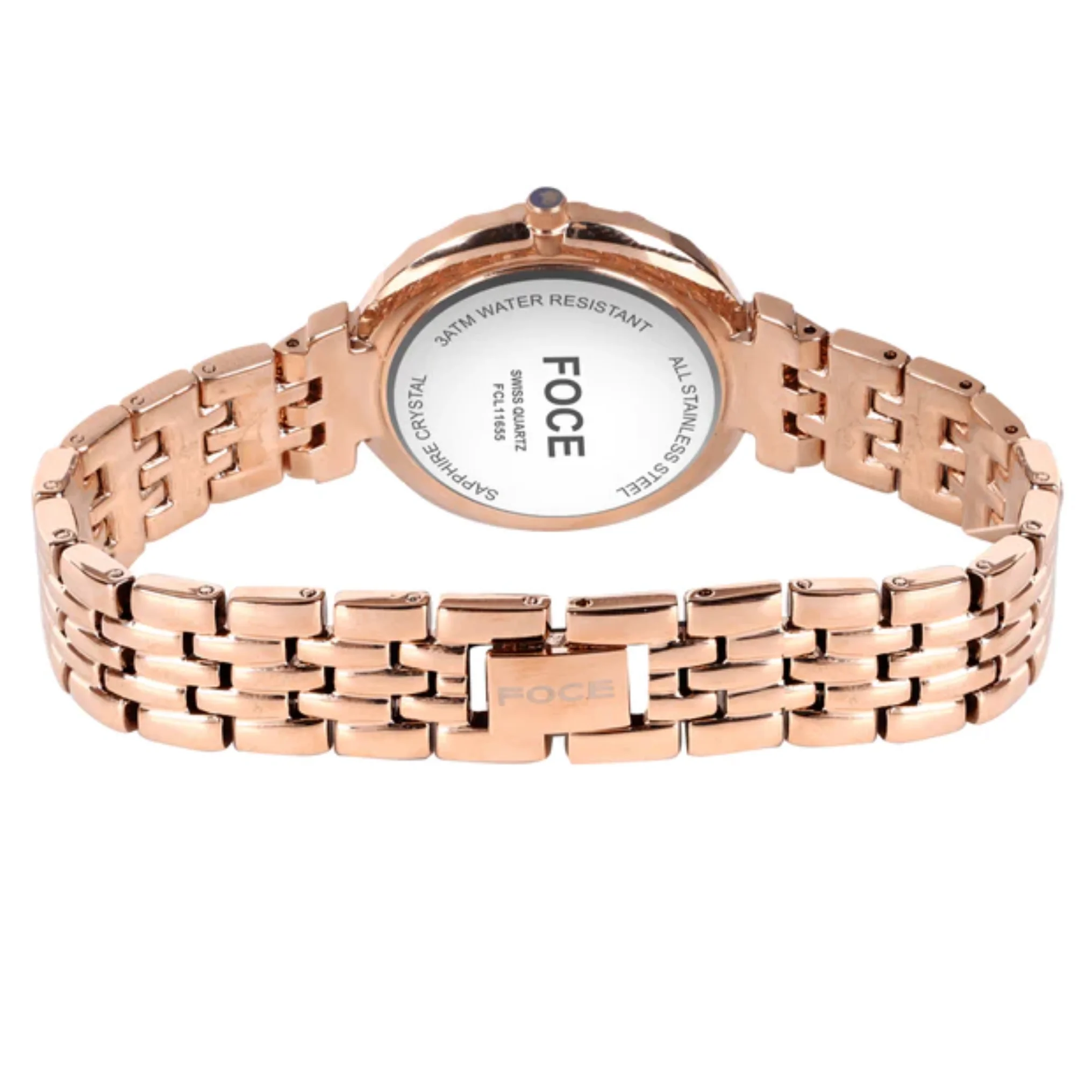 FOCE Analog Green Dial Metal Belt Watch For Women-FC11655LRG2