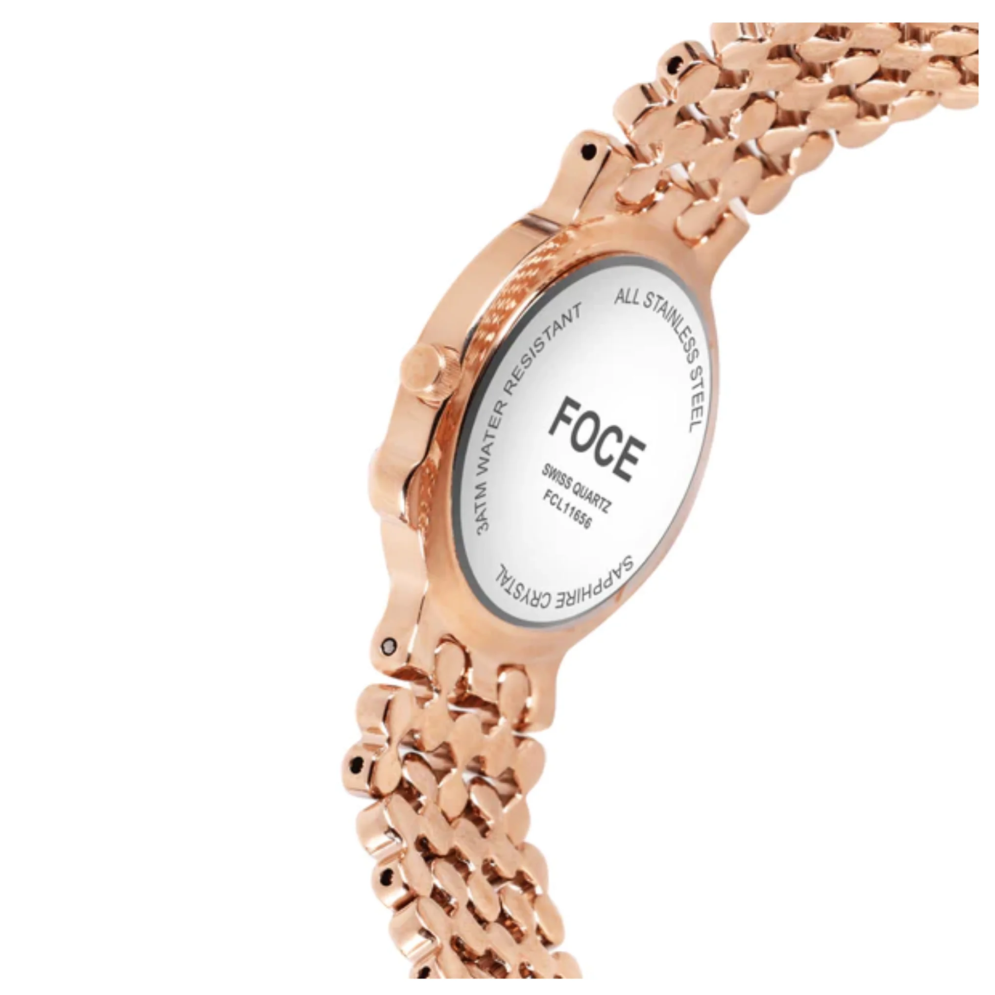 FOCE Analog White Dial Metal Belt Watch For Women-FC11656LRG1