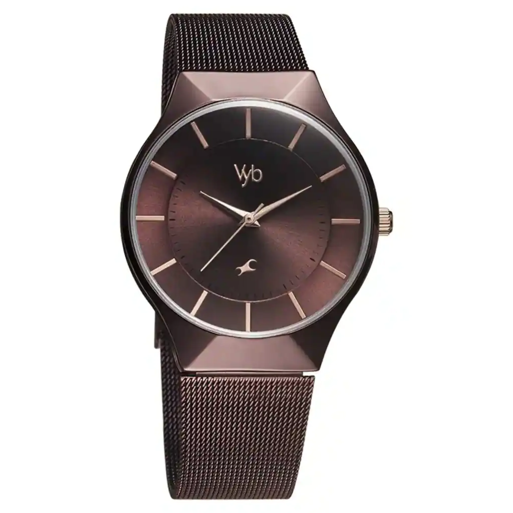 Fastrack Vyb Successor Quartz Analog Maroon Dial Stainless Steel Strap Watch-FV60002KM01W