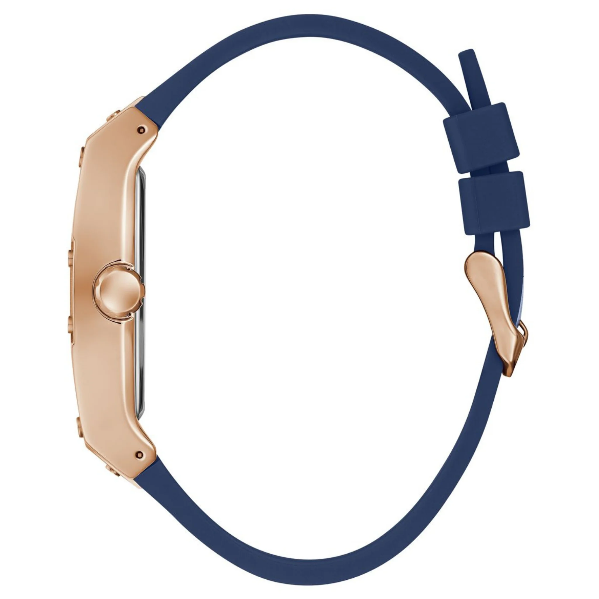 GUESS Mens Blue Rose Gold Tone Multi-function Watch