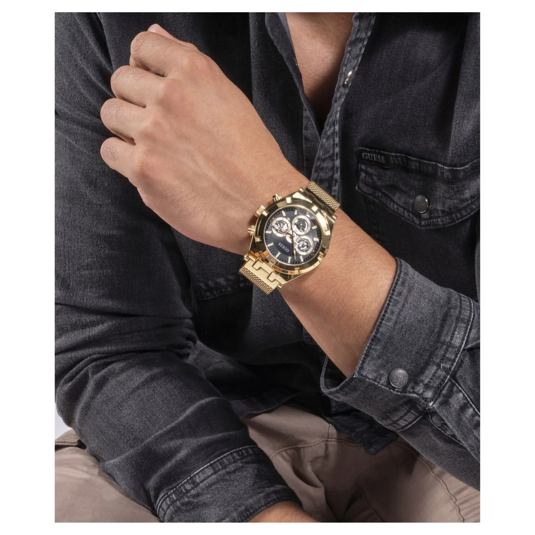 GUESS Mens Gold Tone Multi-function Watch - GW0582G2
