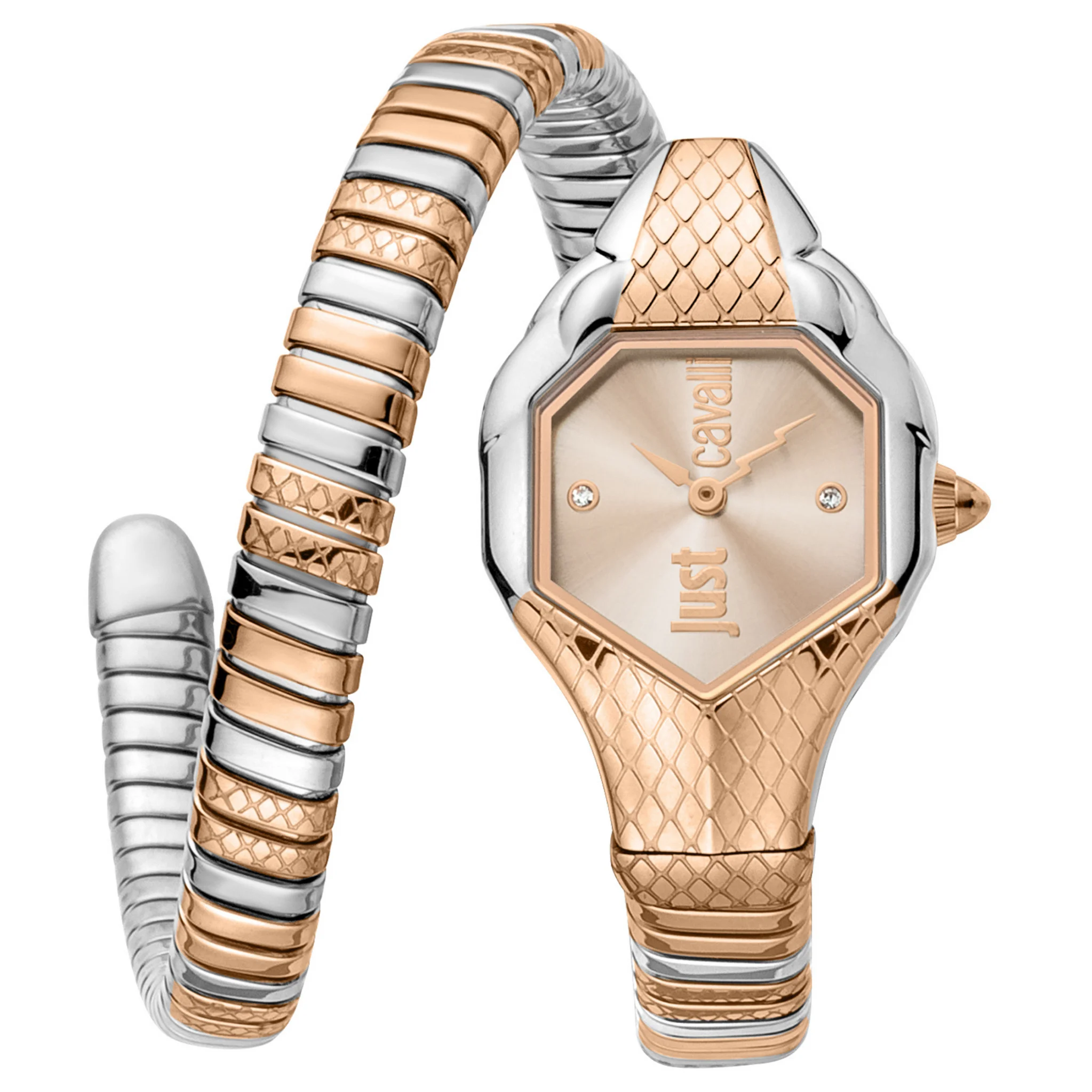 Just Cavalli Women Two Tone Silver & Rose Gold Color Watch-JC1L190M0075