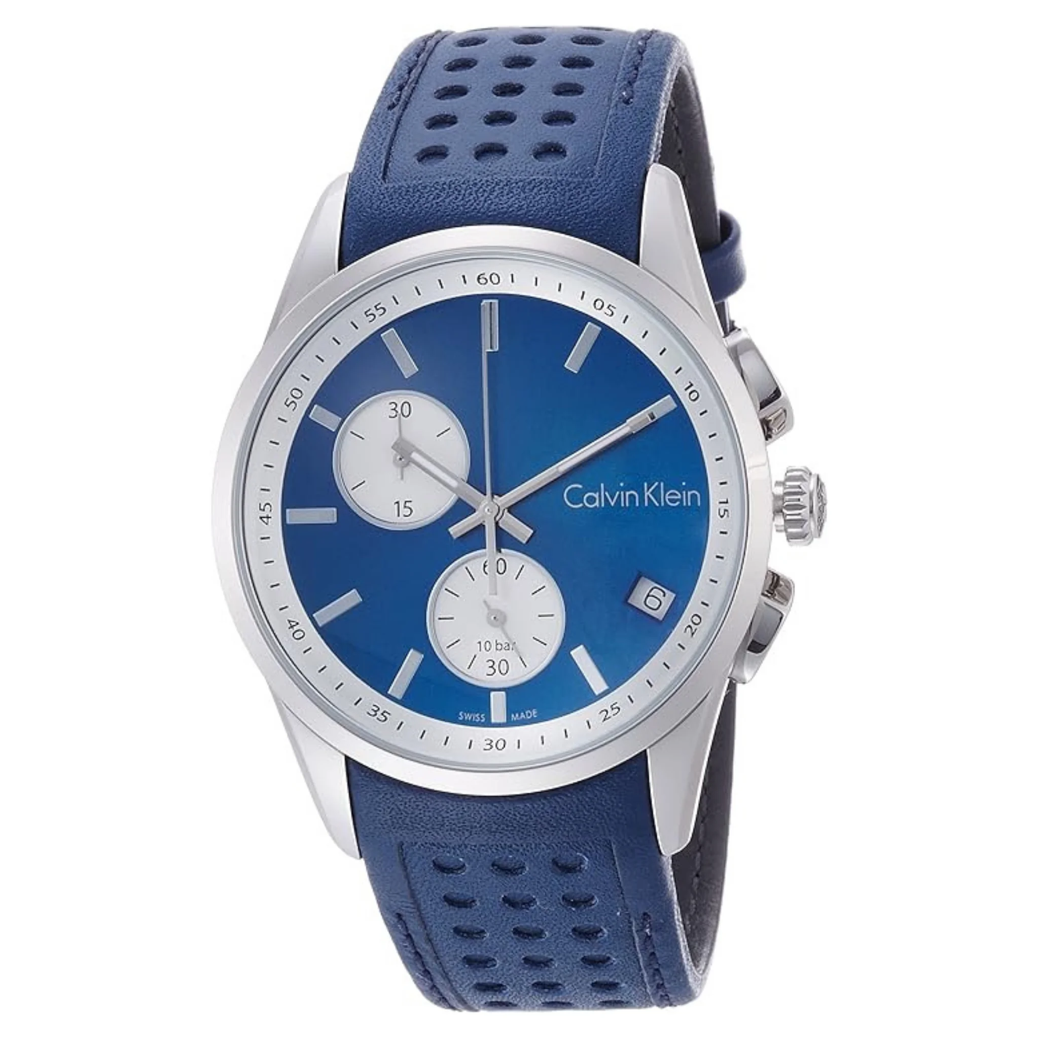 Calvin Klein Mens Chronograph Quartz Watch with Leather Strap K5A371VN