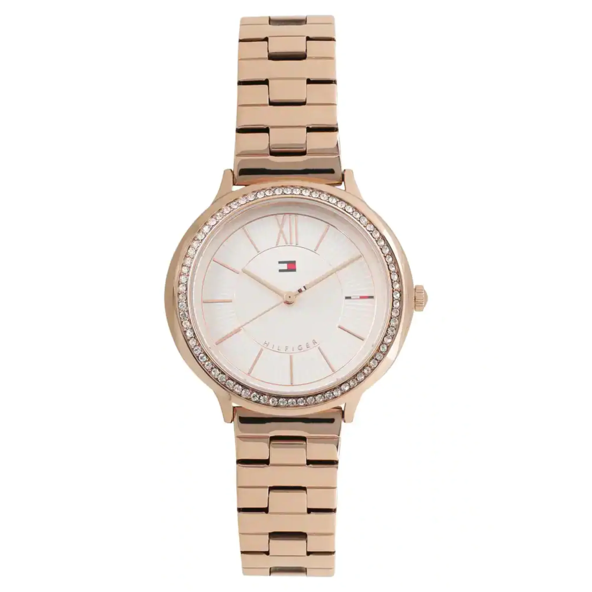 Tommy Hilfiger Silver Dial Rose Gold Metal Strap Watch-NETH1781861