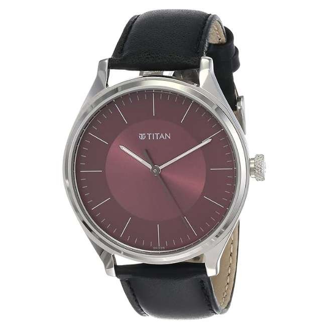 Titan male Burgundy Watch- NP1802SL05