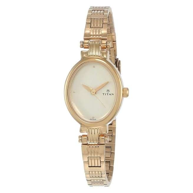 Titan women Champagne Watch- NP2535YM01