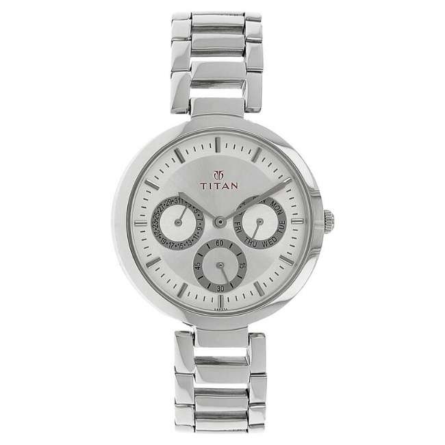 Titan Silver White Women Quartz Watch NR2480SM03
