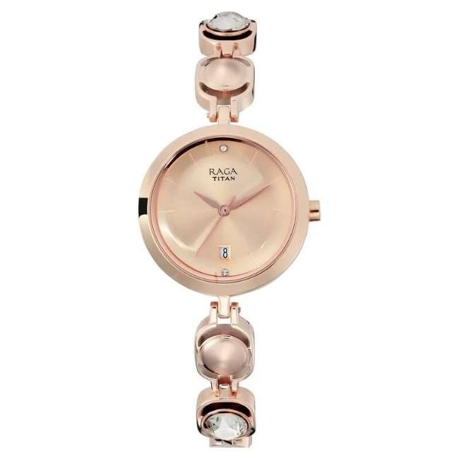 Titan Rose Gold Quartz Watch NR2606WM02