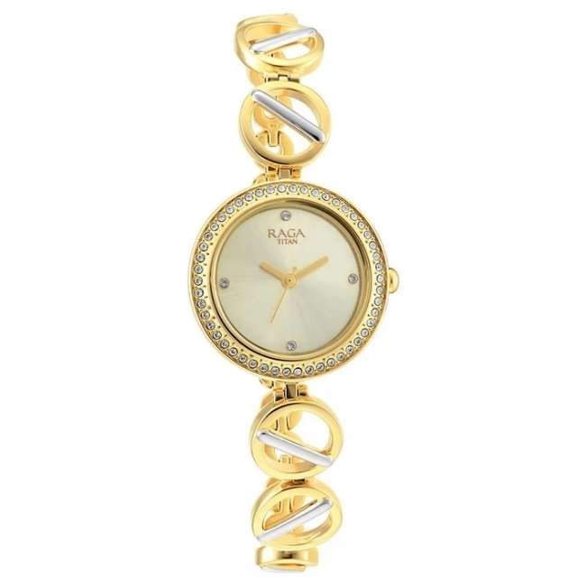 Titan Light Champagne Women Quartz Watch NR2643BM01