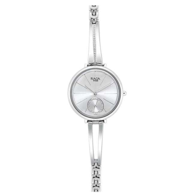 Titan Silver White Women Quartz Watch NR2647SM01