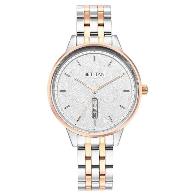 Titan Silver White Women Quartz Watch NR2648KM01
