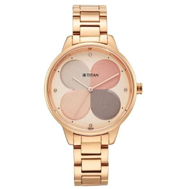 Titan Rose Gold Copper Women Quartz Watch NR2648WM01