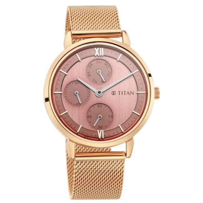 Titan Rose Gold Women Quartz Watch NR2652WM01
