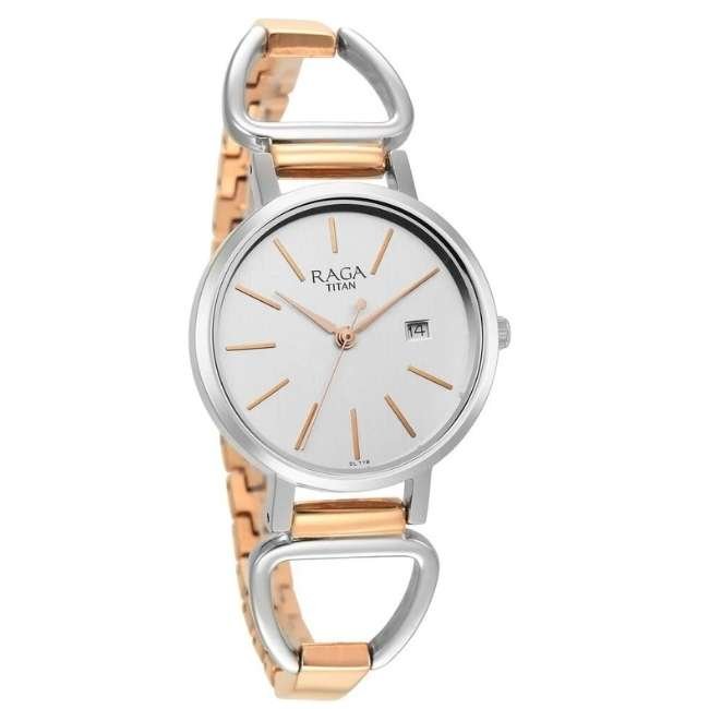 Titan Silver White Women Quartz Watch NR2669KM01