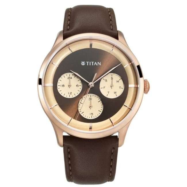 Titan Brown Men Quartz Watch NR90125WL01