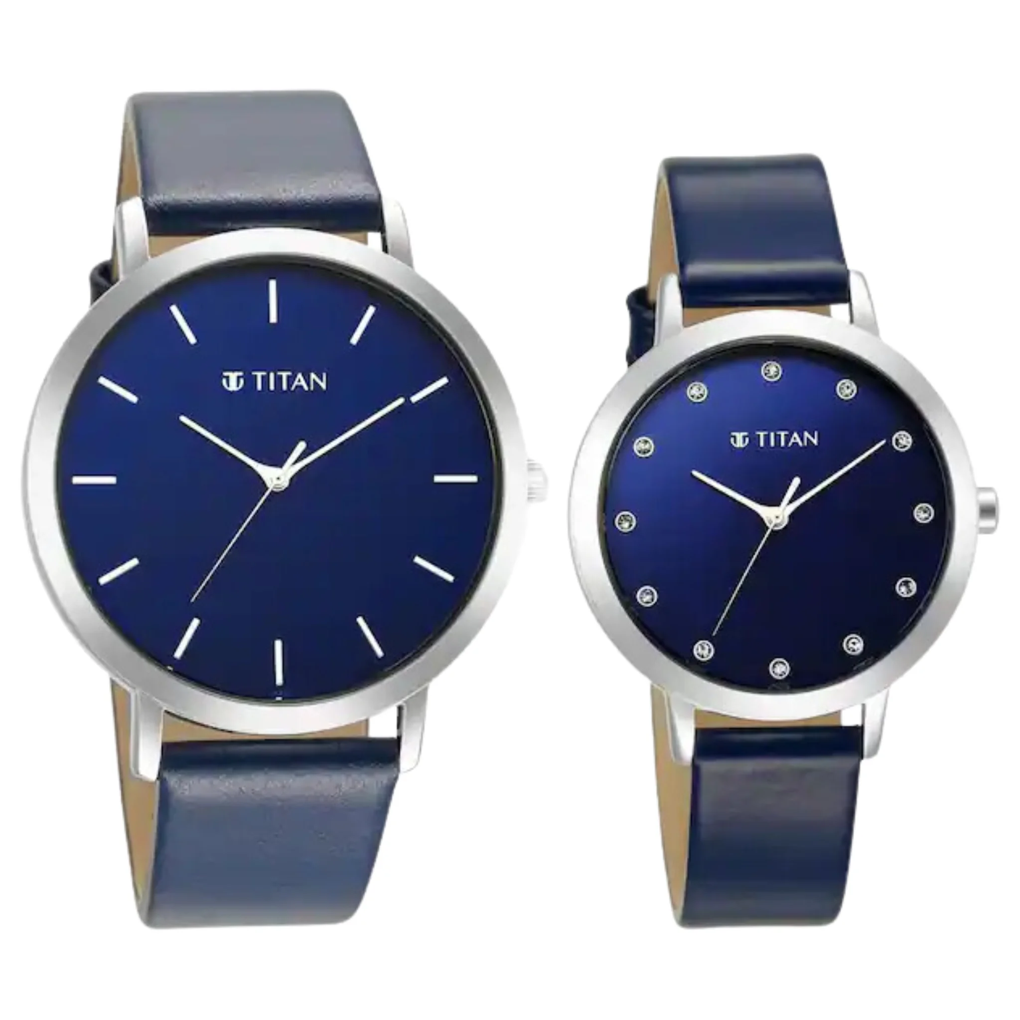 Titan Engrave Blue Dial Watch For Couple-NR9013095133SL01P